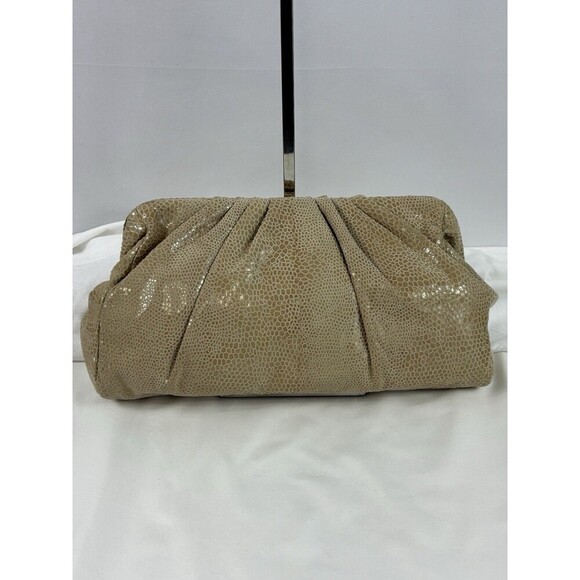 Hobo International Pillow Frame Clutch Tan Leather Snake Reptile Shoulder Strap - Picture 1 of 10